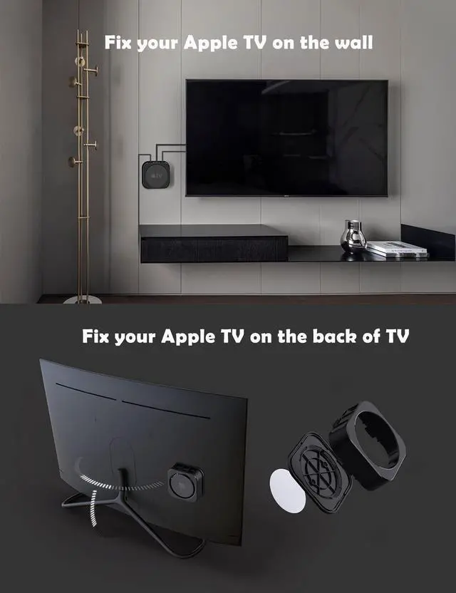 Alt view image 3 of 6 - Wall Mount for Apple TV, Anti-Theft Holder, (Black) | Fit for Ceiling Mount Compatible with Apple TV 2nd / 3rd / 4th / 5th Generation, Apple TV 4K/ HD (2022 Models, 2021 Models)