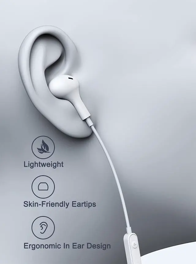 Alt view image 3 of 5 - Noise Isolating Wired Earbuds Headphones Earphones w/Microphone Compatible with Samsung Galaxy A16 A15 A14 A06 A05 A03S A25 A26 S10 S9 Plus S10e, Moto G 5G G Play, 3.5mm Cell Phone Computer -Black