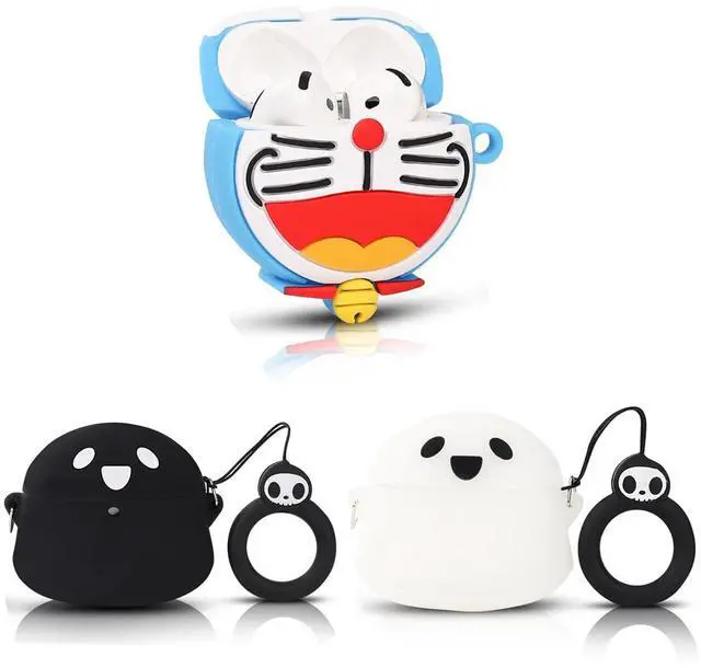 Main image of (3Pack) Case for AirPods 4 Wireless Earbuds (2024) with Carabiner, Silicone Charging Protective Cover with Cartoon Skin Design for AirPods 4th Generation Headphones (AM+GH+GH)