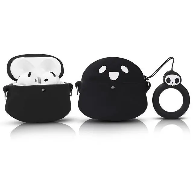 Alt view image 3 of 5 - (3Pack) Case for AirPods 4 Wireless Earbuds (2024) with Carabiner, Silicone Charging Protective Cover with Cartoon Skin Design for AirPods 4th Generation Headphones (AM+GH+GH)