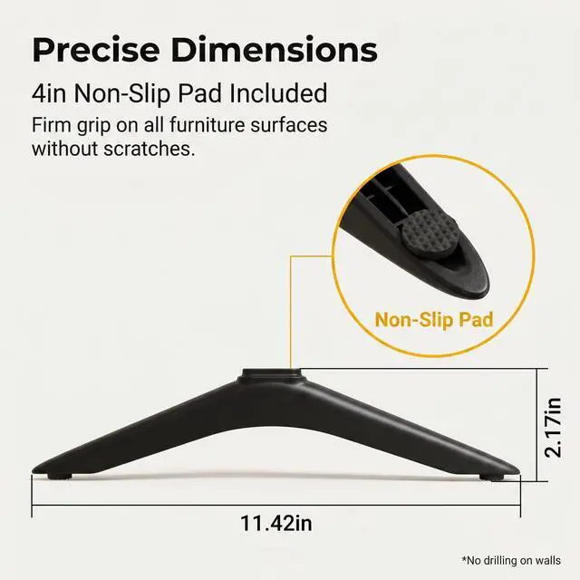 Alt view image 3 of 7 - Sigely TV Stand Fits for Hisense TV Legs Replacement TV Stand Legs | Compatible with Hisense 40In 43In 49In 50In 55In TV Sturdy Base with Screw Set