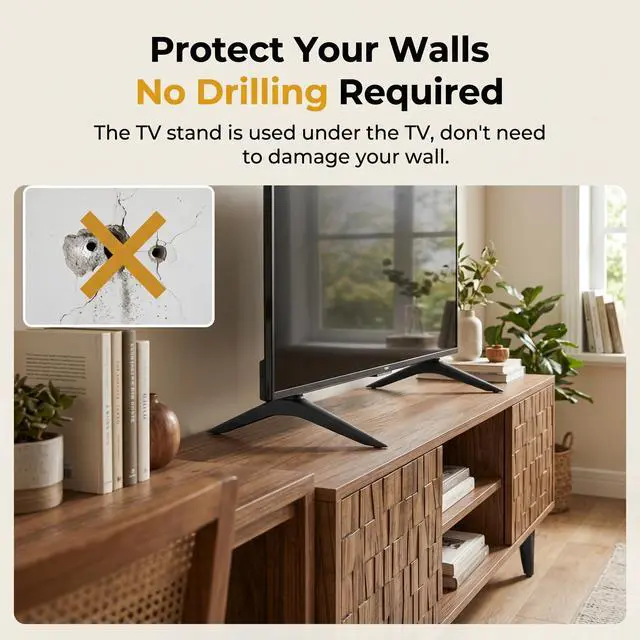 Alt view image 4 of 7 - Sigely TV Stand Fits for Hisense TV Legs Replacement TV Stand Legs | Compatible with Hisense 40In 43In 49In 50In 55In TV Sturdy Base with Screw Set
