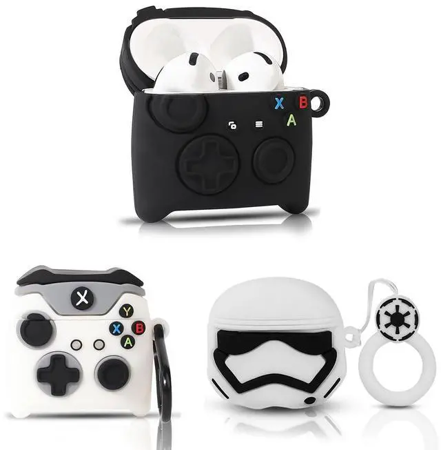 Main image of (3Pack) Case for AirPods 4 Wireless Earbuds (2024) with Carabiner, Silicone Charging Protective Cover with Cartoon Skin Design for AirPods 4th Generation Headphones (GP+GP+WS)