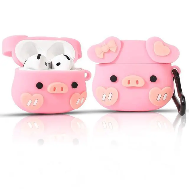 Alt view image 3 of 4 - (3Pack) Case for AirPods 4 Wireless Earbuds (2024) with Carabiner, Silicone Charging Protective Cover with Cartoon Skin Design for AirPods 4th Generation Headphones (PP+PP+PG)