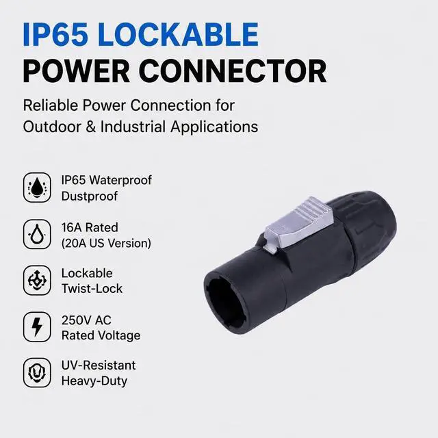 Alt view image 2 of 6 - IP65 PowerCon True Outdoor Waterproof Power Connector 20A 250V Black Heavy Duty Reliable Electrical Connection for DJ Equipment Stage Lighting Sound Systems (SAC3MX_4PCS_Black)