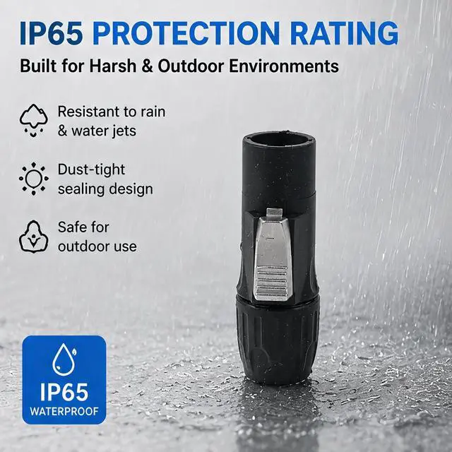 Alt view image 3 of 6 - IP65 PowerCon True Outdoor Waterproof Power Connector 20A 250V Black Heavy Duty Reliable Electrical Connection for DJ Equipment Stage Lighting Sound Systems (SAC3MX_4PCS_Black)