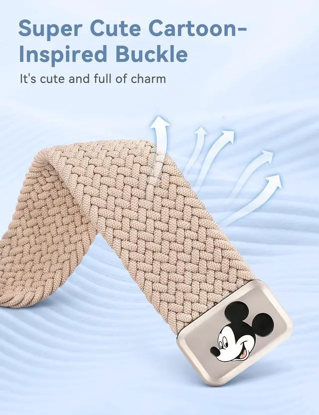 Alt view image 3 of 6 - Cartoon Band Compatible with Versa Sense Women | Elastic Braided Stretchy Nylon Strap, Soft Breathable Sport Wristband, for Versa 4/3/Sense 2/Sense