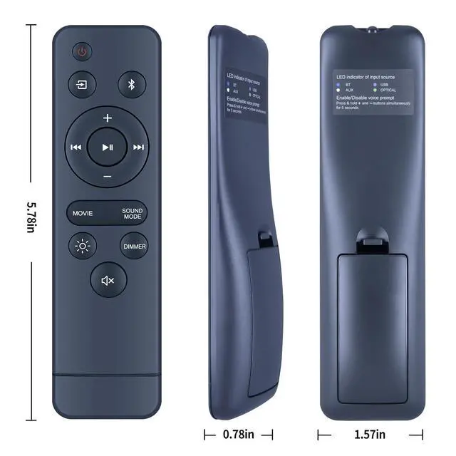 Alt view image 6 of 6 - New Replacement Remote Control for Onn Soundbar 20 Inch Sound Bar Speaker 100075108