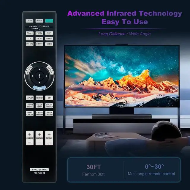 Alt view image 6 of 7 - RM-PJ28 Replace Remote Compatible with Sony 4K SXRD Home Cinema Projector | VPL-VW295ES VPL-VW285ES VPL-VZ1000ES VPL-HW45ES VPL-VW550ES VPL-VW360ES VPL-VW260ES VPL-VZ1000 VPL-HW45 VPL-HW65