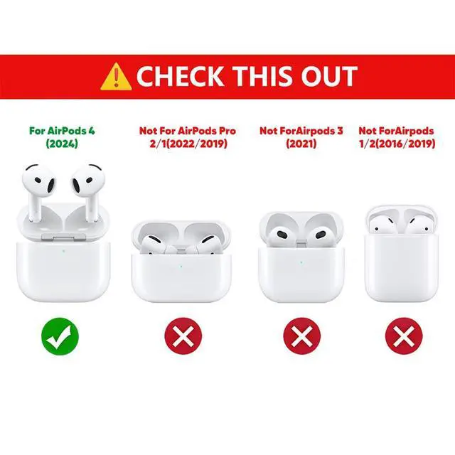 Alt view image 2 of 4 - (3Pack) Case for AirPods 4 Wireless Earbuds (2024) with Carabiner, Silicone Charging Protective Cover with Cartoon Skin Design for AirPods 4th Generation Headphones (PP+PP+PG)