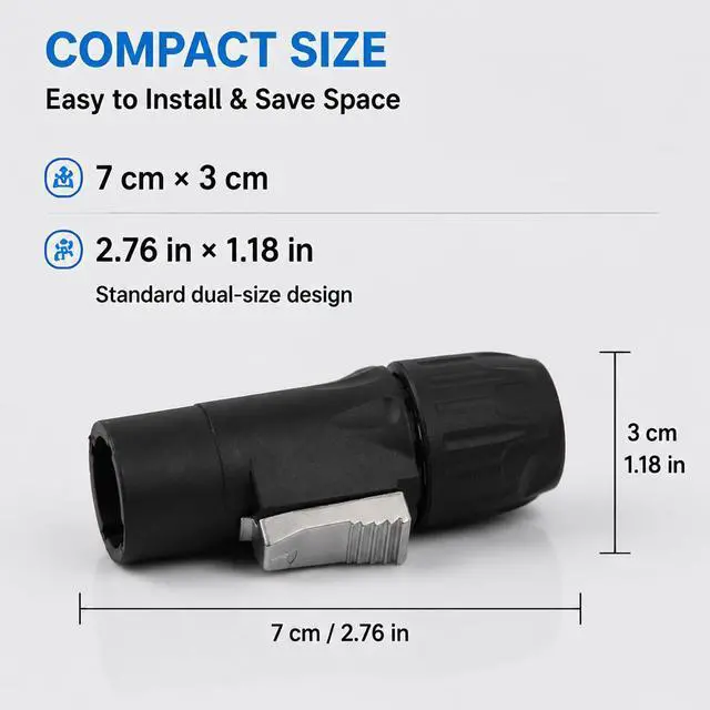 Alt view image 4 of 6 - IP65 PowerCon True Outdoor Waterproof Power Connector 20A 250V Black Heavy Duty Reliable Electrical Connection for DJ Equipment Stage Lighting Sound Systems (SAC3MX_4PCS_Black)