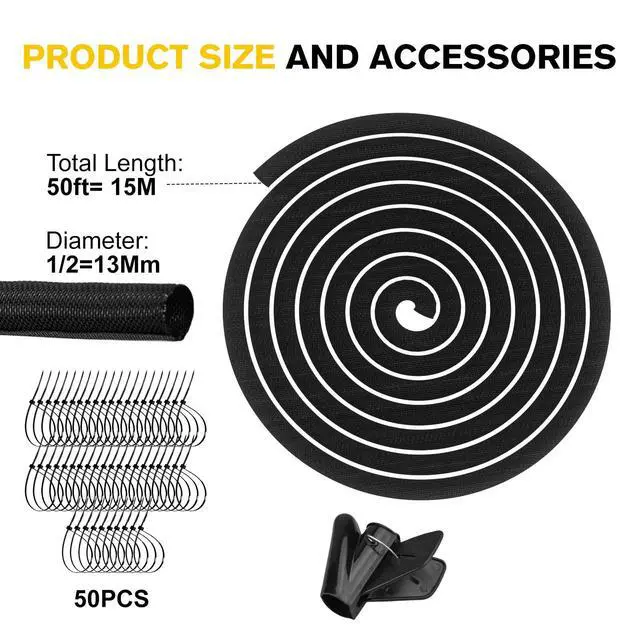 Alt view image 7 of 7 - Cord Protectors from Pets No Chew, Ultra Durable Wire Protector Cord Covers for Pets, Flexible Cable Sleeve Cord Management for TV/Computer/Electric Wires/Phone Charging Cables (1/2"-50Feet)