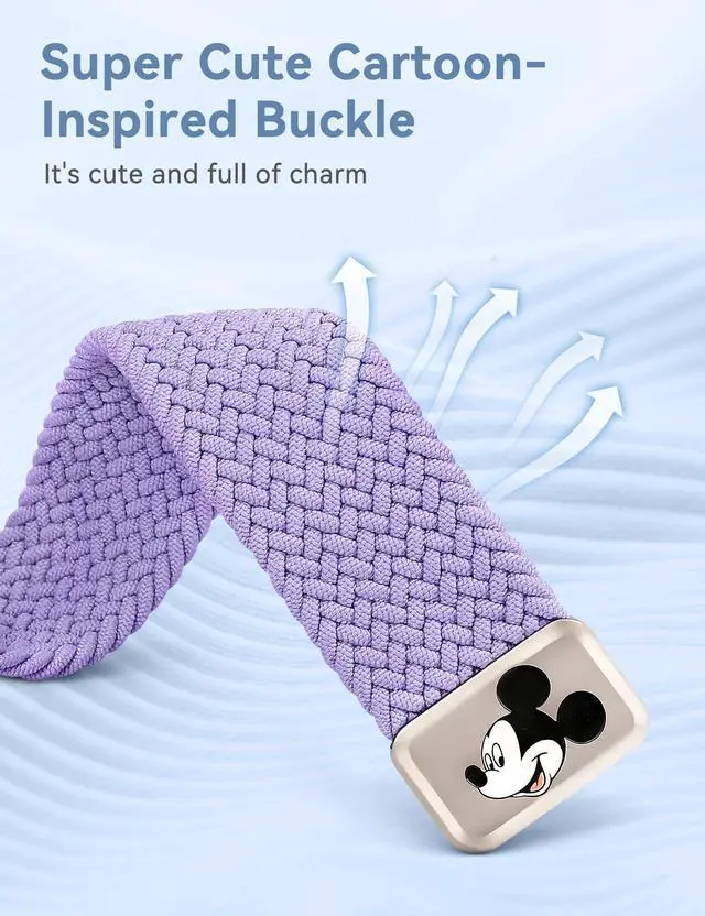 Alt view image 2 of 6 - Cartoon Band Compatible with Versa Sense Women | Elastic Braided Stretchy Nylon Strap, Soft Breathable Sport Wristband, for Versa 4/3/Sense 2/Sense