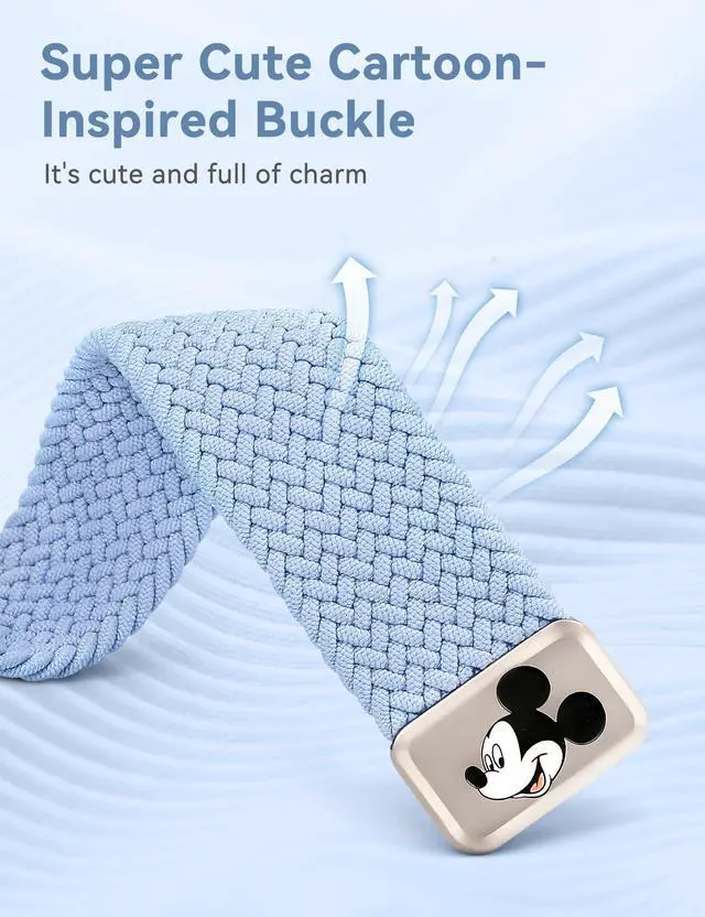 Alt view image 3 of 6 - Cartoon Band Compatible with Versa Sense Women | Elastic Braided Stretchy Nylon Strap, Soft Breathable Sport Wristband, for Versa 4/3/Sense 2/Sense