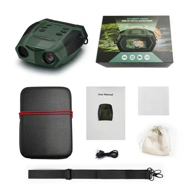 Alt view image 6 of 6 - New Model Night Vision Goggles, 8X Digital Zoom Binoculars for Adults - Ergonomic Curved Design & Backlit Buttons, 3" TFT Screen, 4K Photo/Video for Hunting/Camping/Surveillance (Green)