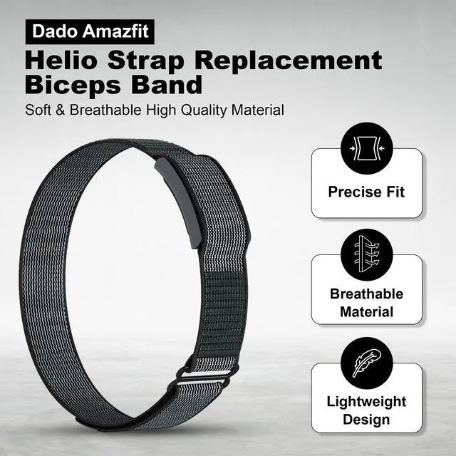 Alt view image 2 of 7 - Bicep Nylon Replacement Band, Compatible with Amazfit Helio Strap Adjustable, Breathable Sport Band for Fitness Tracker, Comfortable for All-Day Wear