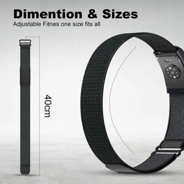 Alt view image 3 of 7 - Bicep Nylon Replacement Band, Compatible with Amazfit Helio Strap Adjustable, Breathable Sport Band for Fitness Tracker, Comfortable for All-Day Wear