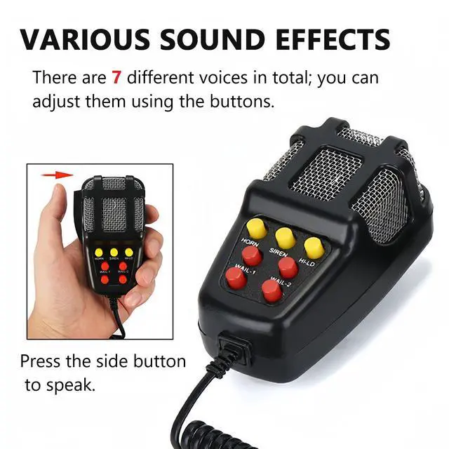 Alt view image 2 of 6 - Alarm Horn Siren with Cigarette Lighter, 100W 12V 7 Sound | Loud Car Alarm, Police Car Siren Speaker System, Emergency Amplifier Kit, For 12V Truck Lorry Boat Vehicle