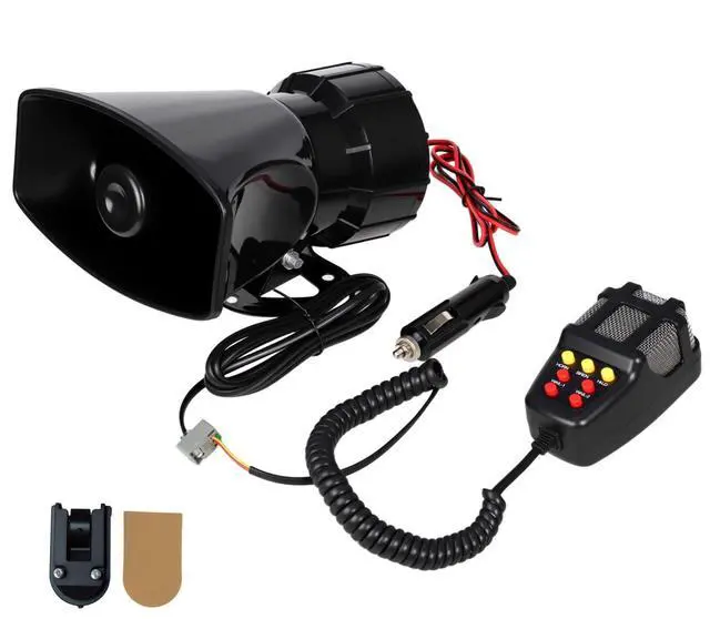 Main image of Alarm Horn Siren with Cigarette Lighter, 100W 12V 7 Sound | Loud Car Alarm, Police Car Siren Speaker System, Emergency Amplifier Kit, For 12V Truck Lorry Boat Vehicle