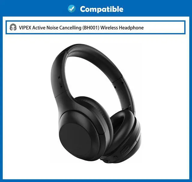 Alt view image 2 of 6 - Professional Earpads Cushion Replacement Compatible with VIPEX Active Noise Cancelling (BH001) Wireless Headphones Ear Pads with Skin-Friendly Leather and Memory Foam