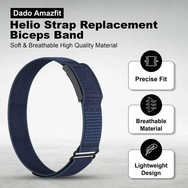 Alt view image 2 of 7 - Bicep Nylon Replacement Band, Compatible with Amazfit Helio Strap Adjustable, Breathable Sport Band for Fitness Tracker, Comfortable for All-Day Wear