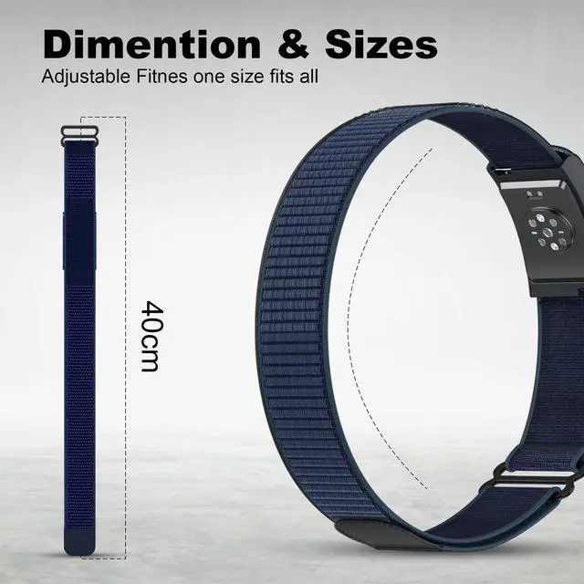 Alt view image 3 of 7 - Bicep Nylon Replacement Band, Compatible with Amazfit Helio Strap Adjustable, Breathable Sport Band for Fitness Tracker, Comfortable for All-Day Wear