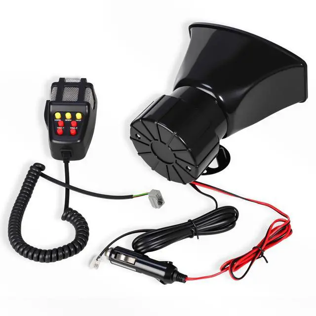 Alt view image 4 of 6 - Alarm Horn Siren with Cigarette Lighter, 100W 12V 7 Sound | Loud Car Alarm, Police Car Siren Speaker System, Emergency Amplifier Kit, For 12V Truck Lorry Boat Vehicle