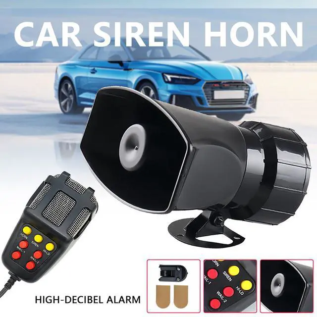 Alt view image 5 of 6 - Alarm Horn Siren with Cigarette Lighter, 100W 12V 7 Sound | Loud Car Alarm, Police Car Siren Speaker System, Emergency Amplifier Kit, For 12V Truck Lorry Boat Vehicle