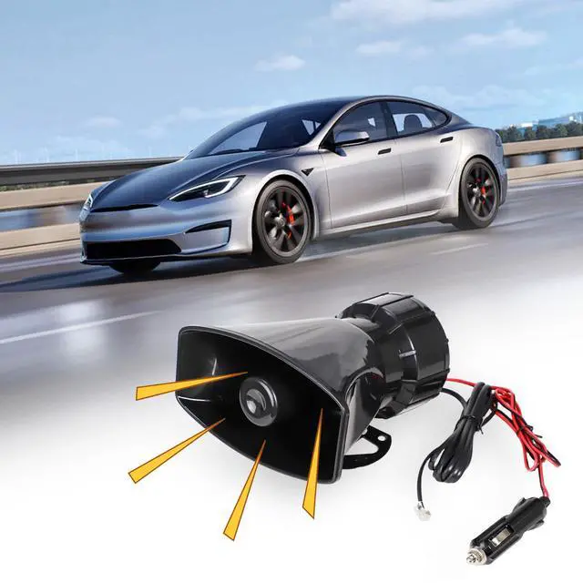 Alt view image 6 of 6 - Alarm Horn Siren with Cigarette Lighter, 100W 12V 7 Sound | Loud Car Alarm, Police Car Siren Speaker System, Emergency Amplifier Kit, For 12V Truck Lorry Boat Vehicle