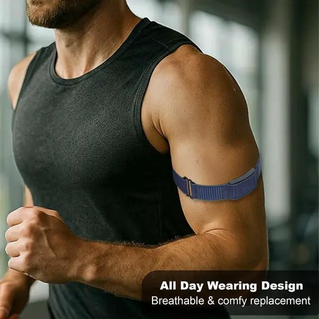 Alt view image 5 of 7 - Bicep Nylon Replacement Band, Compatible with Amazfit Helio Strap Adjustable, Breathable Sport Band for Fitness Tracker, Comfortable for All-Day Wear