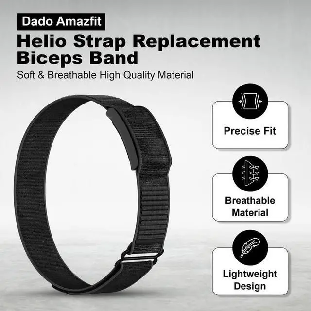 Alt view image 2 of 7 - Bicep Nylon Replacement Band, Compatible with Amazfit Helio Strap Adjustable, Breathable Sport Band for Fitness Tracker, Comfortable for All-Day Wear