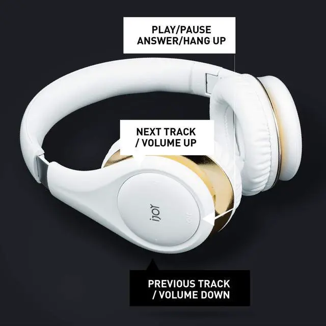 Alt view image 5 of 6 - ISO Bluetooth 5.0 Wireless Over Ear Foldable Stereo Headphones with 30 Hours Battery and Built-in Microphone, (White/Gold)