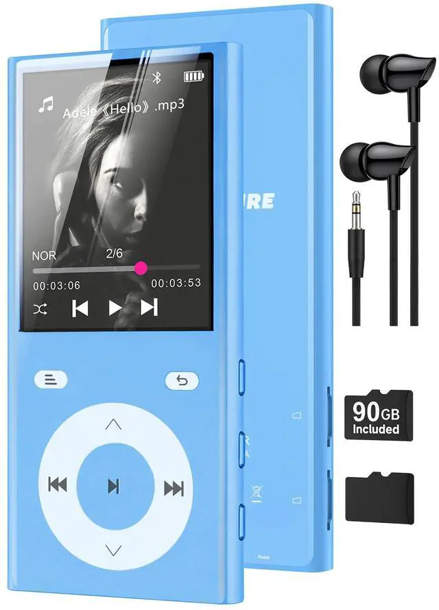 Main image of 90GB MP3 Player with Bluetooth 5.3, Music Player with 2 TF Card Slots | 2.4" Color Screen, Touch Buttons, MP3 Player for Kids Built-in Speaker, HiFi Sound, Supports up to 256GB (Blue)
