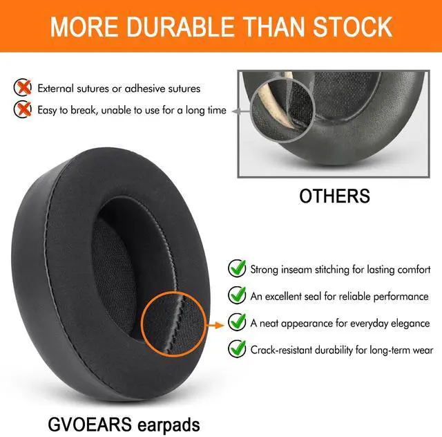 Alt view image 4 of 6 - GVOEARS Ear Pads Cushions for Beats Studio 3/2 Cooling Gel Replacement | Earpads Cover for Beats B0500 B0501 Over-Ear Headphones Memory Foam - Black