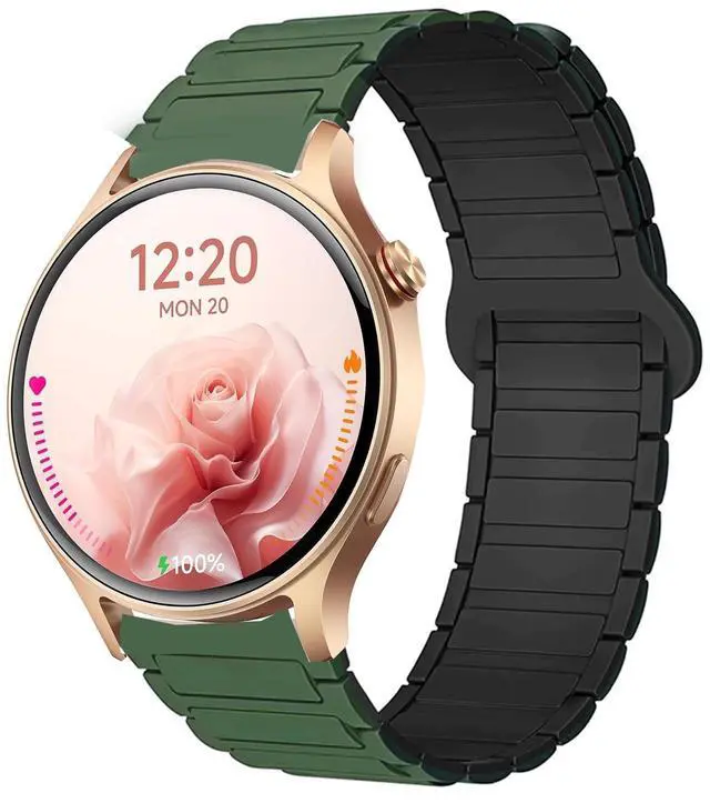 Main image of Compatible for Aeac Smart Watch Bands, 20mm, 22mm Quick Release Silicone Sport Strap Replacement Watchband Compatible for Aeac 1.32 Inches Round, W208 Plus, IDW19, IDW28, GTX12 Smart Watch