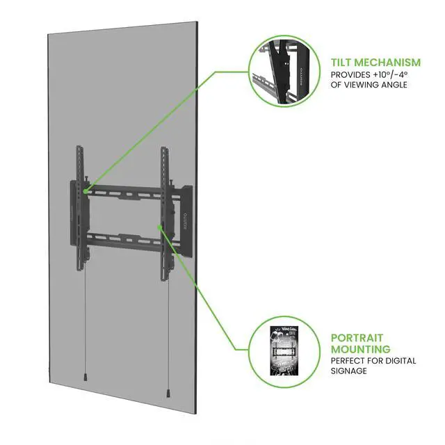 Alt view image 5 of 7 - T300P Low Profile Portrait TV Mount for Vertical 40 - 90 TVs | Menu Boards & Digital Signage | 1.8 Profile | 150 lbs Capacity | VESA 400x600 Support