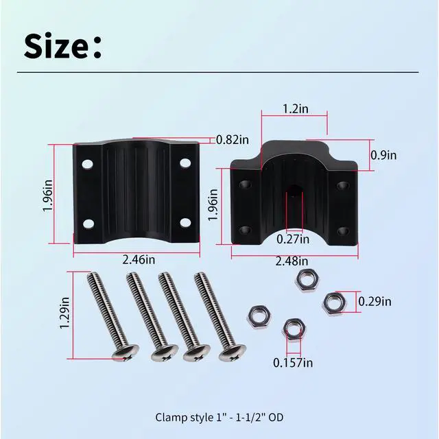 Alt view image 3 of 7 - Clamp Style Mount/Transducer Clamp Mount,1"-1-1/2" OD | Fit for Lowrance Eagle Eye 9 Sonar Sensor,Fit for 1" to 1.5" OD Pole,For Marine Support Rods,Trolling Poles and Boat Brackets