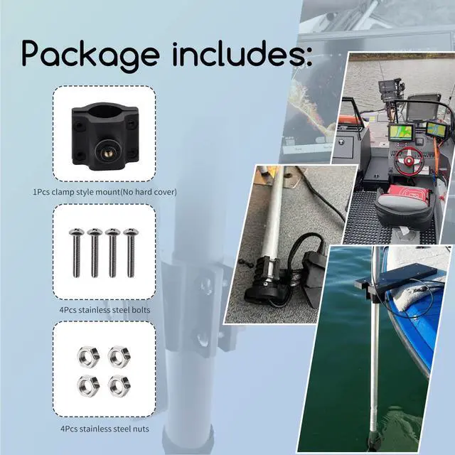 Alt view image 4 of 7 - Clamp Style Mount/Transducer Clamp Mount,1"-1-1/2" OD | Fit for Lowrance Eagle Eye 9 Sonar Sensor,Fit for 1" to 1.5" OD Pole,For Marine Support Rods,Trolling Poles and Boat Brackets