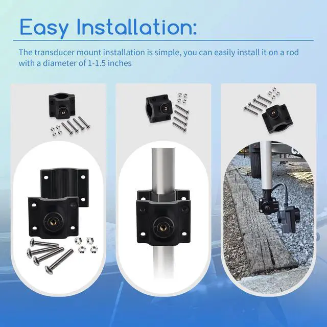 Alt view image 6 of 7 - Clamp Style Mount/Transducer Clamp Mount,1"-1-1/2" OD | Fit for Lowrance Eagle Eye 9 Sonar Sensor,Fit for 1" to 1.5" OD Pole,For Marine Support Rods,Trolling Poles and Boat Brackets