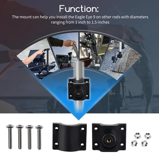 Alt view image 5 of 7 - Clamp Style Mount/Transducer Clamp Mount,1"-1-1/2" OD | Fit for Lowrance Eagle Eye 9 Sonar Sensor,Fit for 1" to 1.5" OD Pole,For Marine Support Rods,Trolling Poles and Boat Brackets