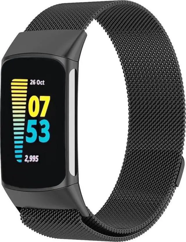 Main image of Metal Band Compatible with Fitbit Charge 6 / Charge 5, Milanese Stainless Steel Mesh Replacement Strap, Adjustable Magnetic Loop Wristband for Men Women