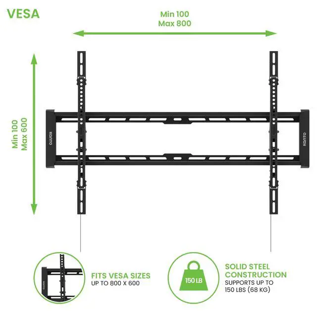 Alt view image 2 of 7 - T300 Universal Tilting TV Mount for 40 - 100 TVs | 1.8 Profile | 150 lbs Capacity | VESA 800x600 Support | Leveling & Horizontal Shift