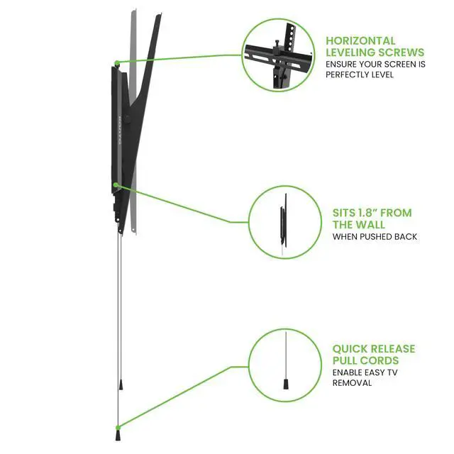 Alt view image 3 of 7 - T300 Universal Tilting TV Mount for 40 - 100 TVs | 1.8 Profile | 150 lbs Capacity | VESA 800x600 Support | Leveling & Horizontal Shift