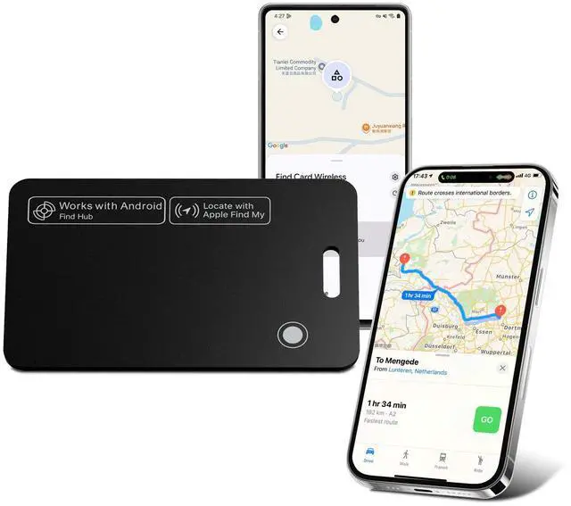 Main image of Tracker Card for iPhone & Android, Tracking Card with Apple Find My & Google's Find Hub, Rechargeable Slim Wallet Tracker Card for Wallet, Luggage, Keys,IP68 Waterproof