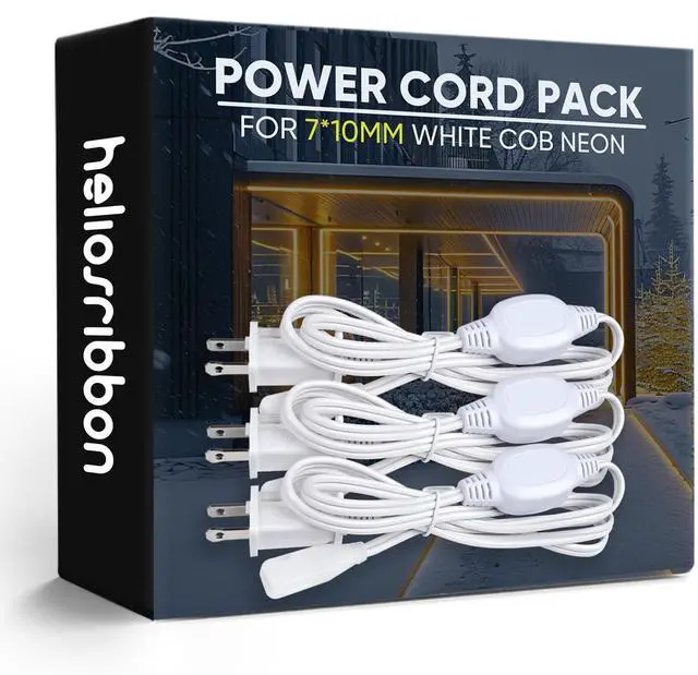 Main image of Power Cords for Single Color COB Neon Strip Light, 3 Pack