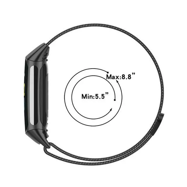 Alt view image 3 of 6 - Metal Band Compatible with Fitbit Charge 6 / Charge 5, Milanese Stainless Steel Mesh Replacement Strap, Adjustable Magnetic Loop Wristband for Men Women