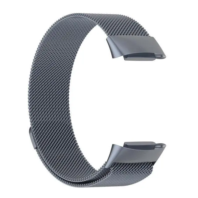 Alt view image 5 of 6 - Metal Band Compatible with Fitbit Charge 6 / Charge 5, Milanese Stainless Steel Mesh Replacement Strap, Adjustable Magnetic Loop Wristband for Men Women