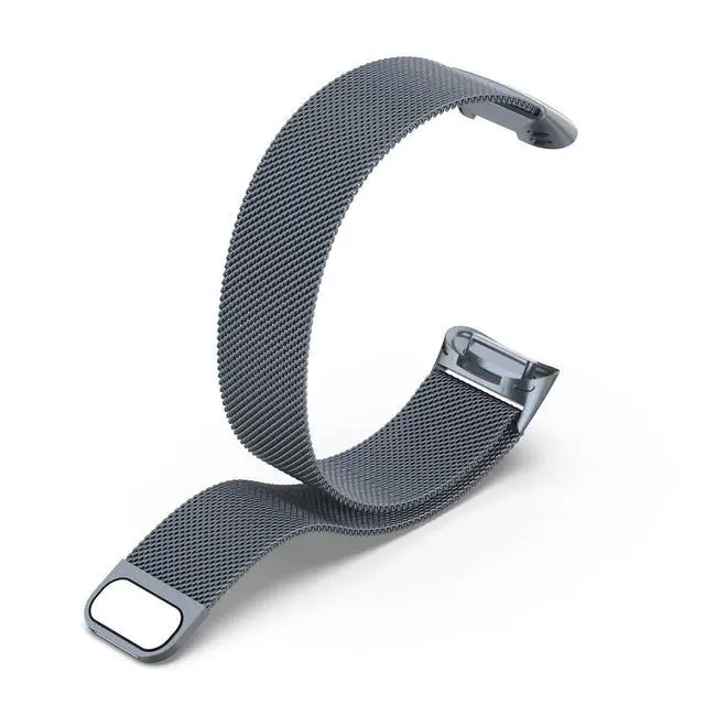 Alt view image 6 of 6 - Metal Band Compatible with Fitbit Charge 6 / Charge 5, Milanese Stainless Steel Mesh Replacement Strap, Adjustable Magnetic Loop Wristband for Men Women