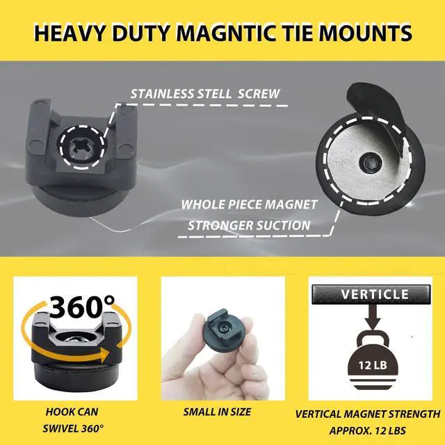 Alt view image 2 of 6 - Magnetic Cable Zip Mounts Magnetic Cable Holder 22mm Multipurpose Magnet Wire Management Bases with 7.84" Reusable Zip Ties for Cord Organizer (10Magnets, 20 Cable Ties)