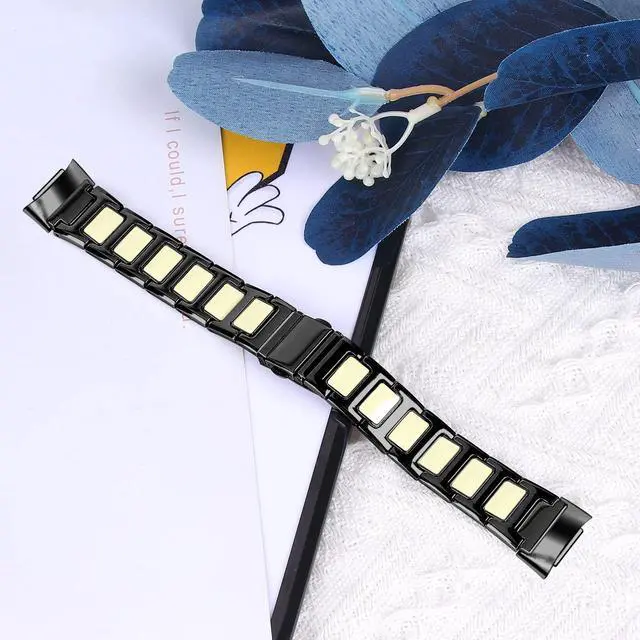 Alt view image 2 of 6 - Unique Design Colorful Bands Compatible with Fitbit Charge 6/Charge 5, Dressy Metal Bracelet Luxurious Stainless Steel Strap Replacement Wristband for Charge 6/Charge 5 Tracker